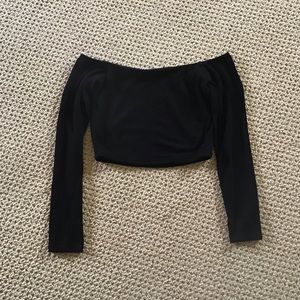 Long Sleeve Of The Shoulder Crop Top